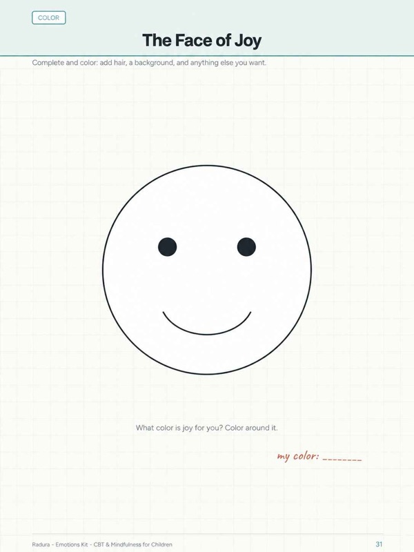 Emotions Kit page: The face of joy
