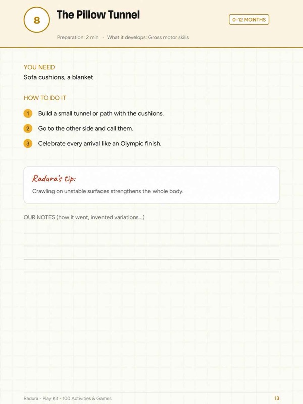 Play Kit page: The pillow tunnel