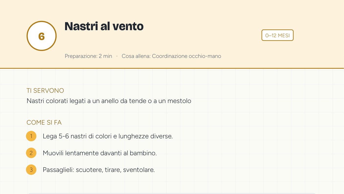 Pagina reale del Kit Gioco: attività Nastri al vento
